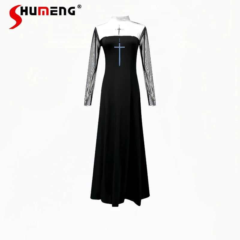 

Темные пижамы для косплея на Хэллоуин, женские сексуальные ночные рубашки во французском стиле, женские сексуальные ночные рубашки Pure Desire с разрезом