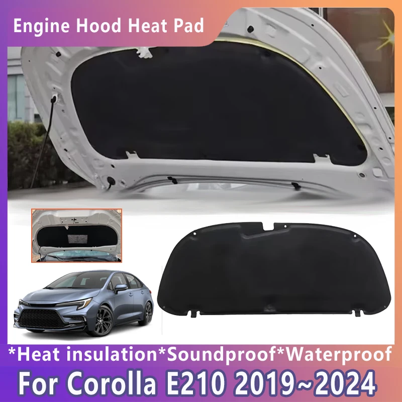 Car Heat Insulation Mat For Toyota Corolla E210 2019~2024 2020 2021 2022 2023 Sedan Engine HoodSoundproof Pad Cotton Accessories