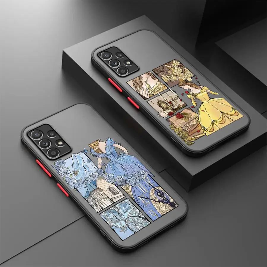 ディズニー 美しいプリンセス ケース Samsung Galaxy A25 A26 A52 A56 A73 A34 A53 A54 A21s A24 A22 A35 A36 マット फोनカバー