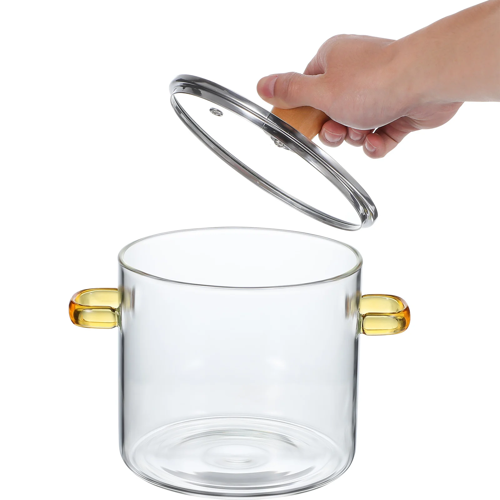 

Dual-Handle Glass Cooking Pot 2300ml High Clarity Stovetop Simmer Pot Soup Saucepan Glass Cookware Clear Pots for Cooking