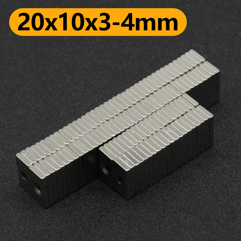 20x10x3-4mm N35 Block Neodymium Magnet NdFeB Permanent Magnet with Countersunk Screw Hole for DIY Industrial Mounting