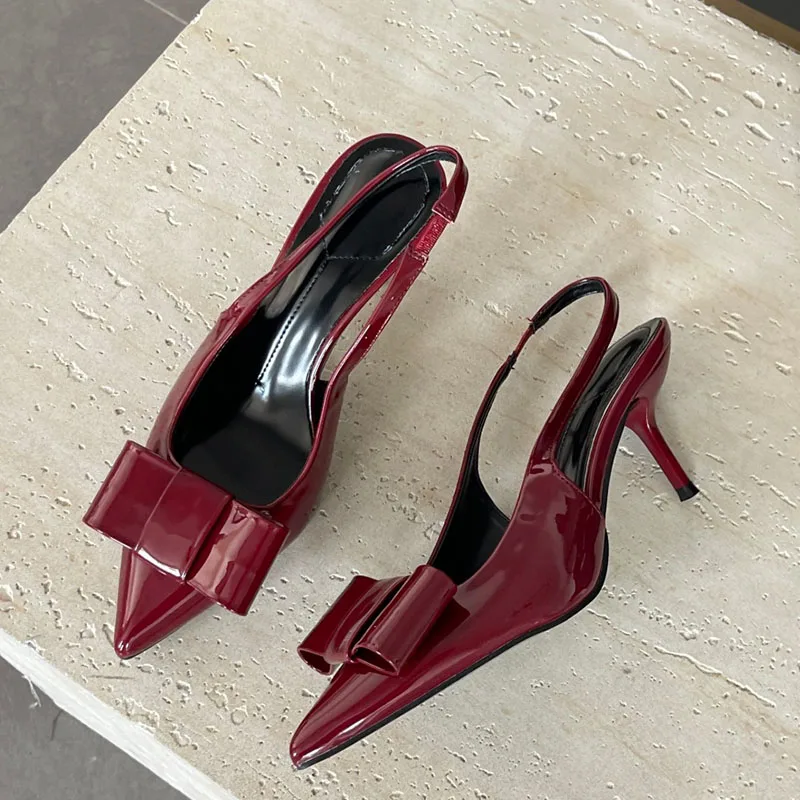 

2026 Spring New Brand Women Sandal Shoes Fashion Bow-knot Slip On Slingback Shoes Thin High Heel Outdoor Dress Pumps New Woman