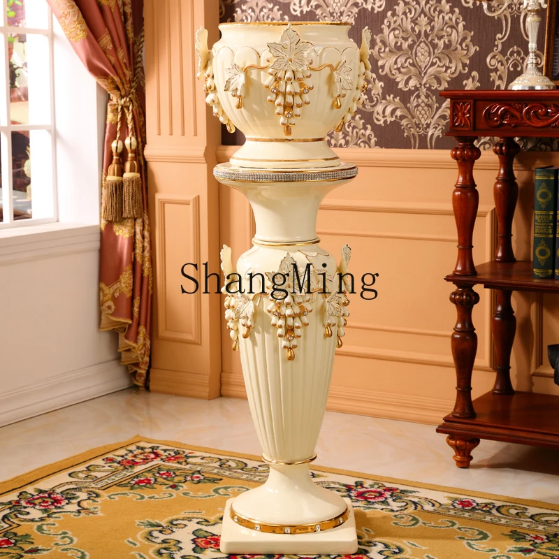 ZYYpillar ornamento soggiorno vaso di lusso di fascia alta grande vaso da fiori decorativo con pavimento in ceramica