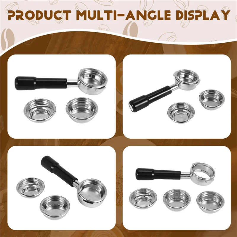 BAAN-58MM Бездонный профессиональный портафильтр для кофе эспрессо из нержавеющей стали с корзиной для фильтра с одной и двойной чашкой