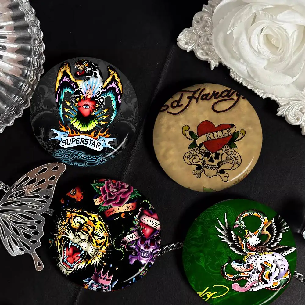 E-Ed H-Hardy Fashion Round Button Pins Slogan Creative Brooches Backpack Clothes Decoration Fashion Cartoon Jewelry Gifts