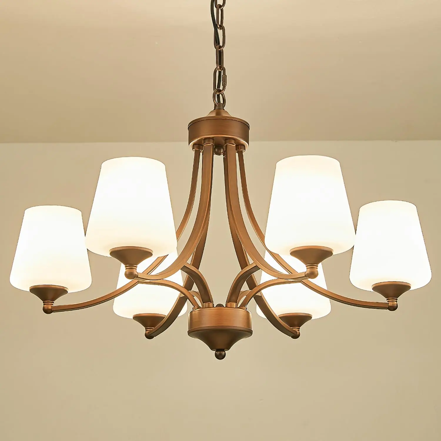 

6-Light Farmhouse Chandelier Oil Rubbed Bronze Pendant Light Fixture with Frosted Glass Rustic Ceiling Lighting （Without bulb）