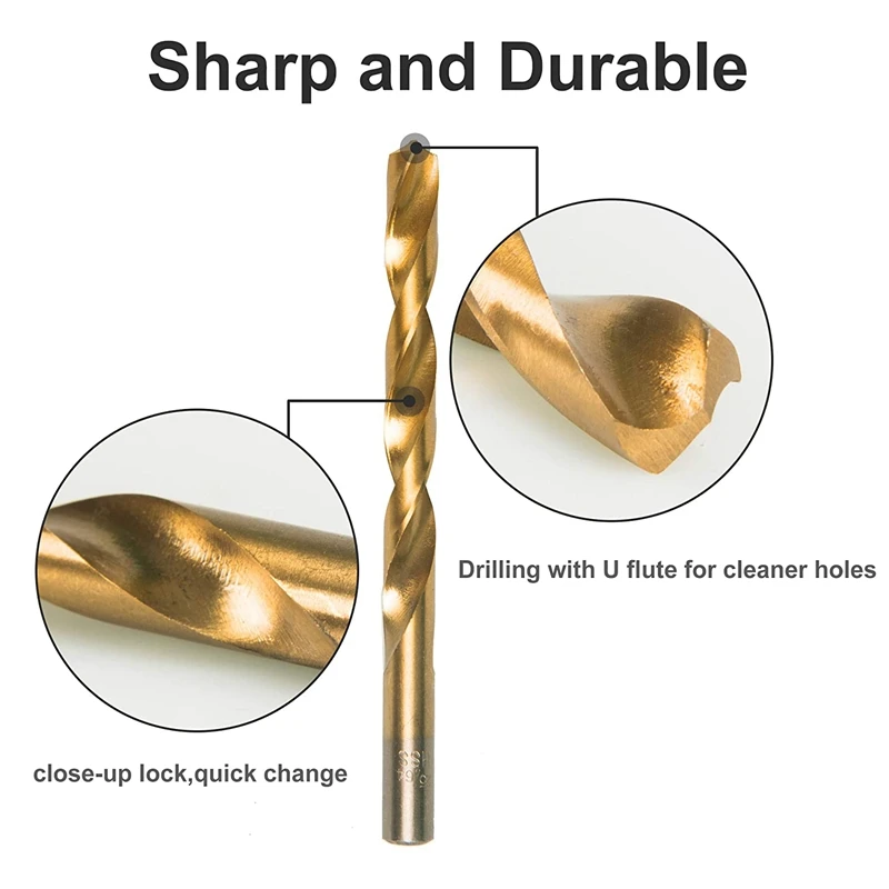 Набор сверл ABXF-титанового металла для стали, дерева, пластика, меди, алюминия с футляром для хранения, 1/16-3/8 дюйма, 99 шт.