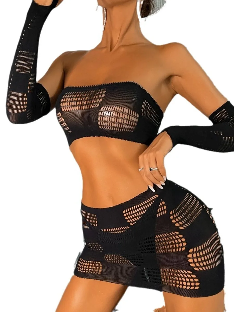 Sexy Körper frauen Gestaltung Hohe Elastizität Mesh Trendy Kleidung Brust Wrapping Und Hüfte Wrapping Frauen Strampler Slim Fit Süße UR66