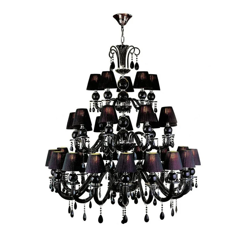 

Contemporary Chandelier Lighting Modern Black Candle Pendant Lamps Home Foyer Decorative House Large LED Crystal Hanging Lights