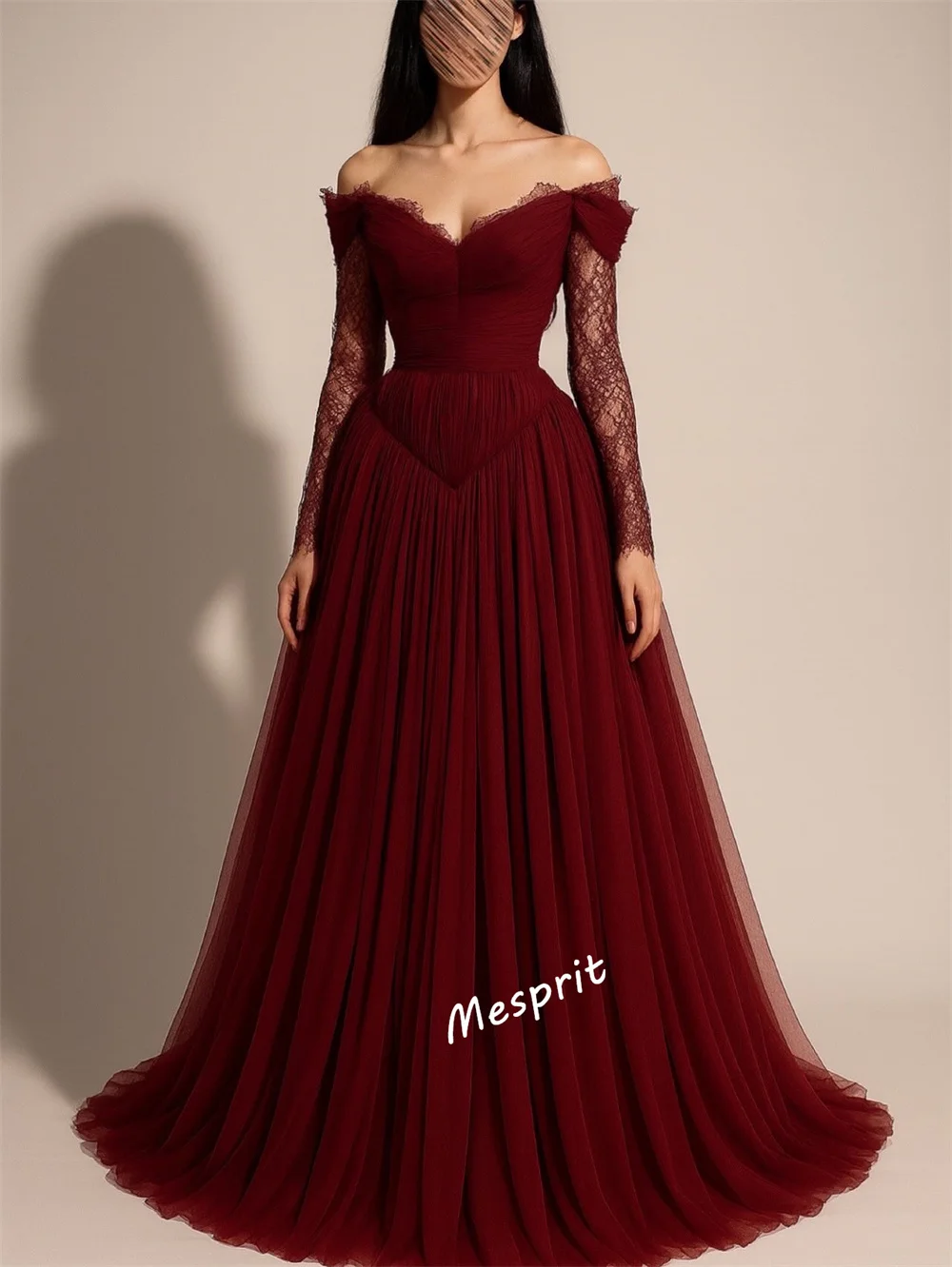 فساتين طويلة مخصصة مكشوفة الكتف وأكمام طويلة على شكل حرف a فستان سهرة نسائي مناسبة مخصصة لحفلات الزفاف الأنيقة