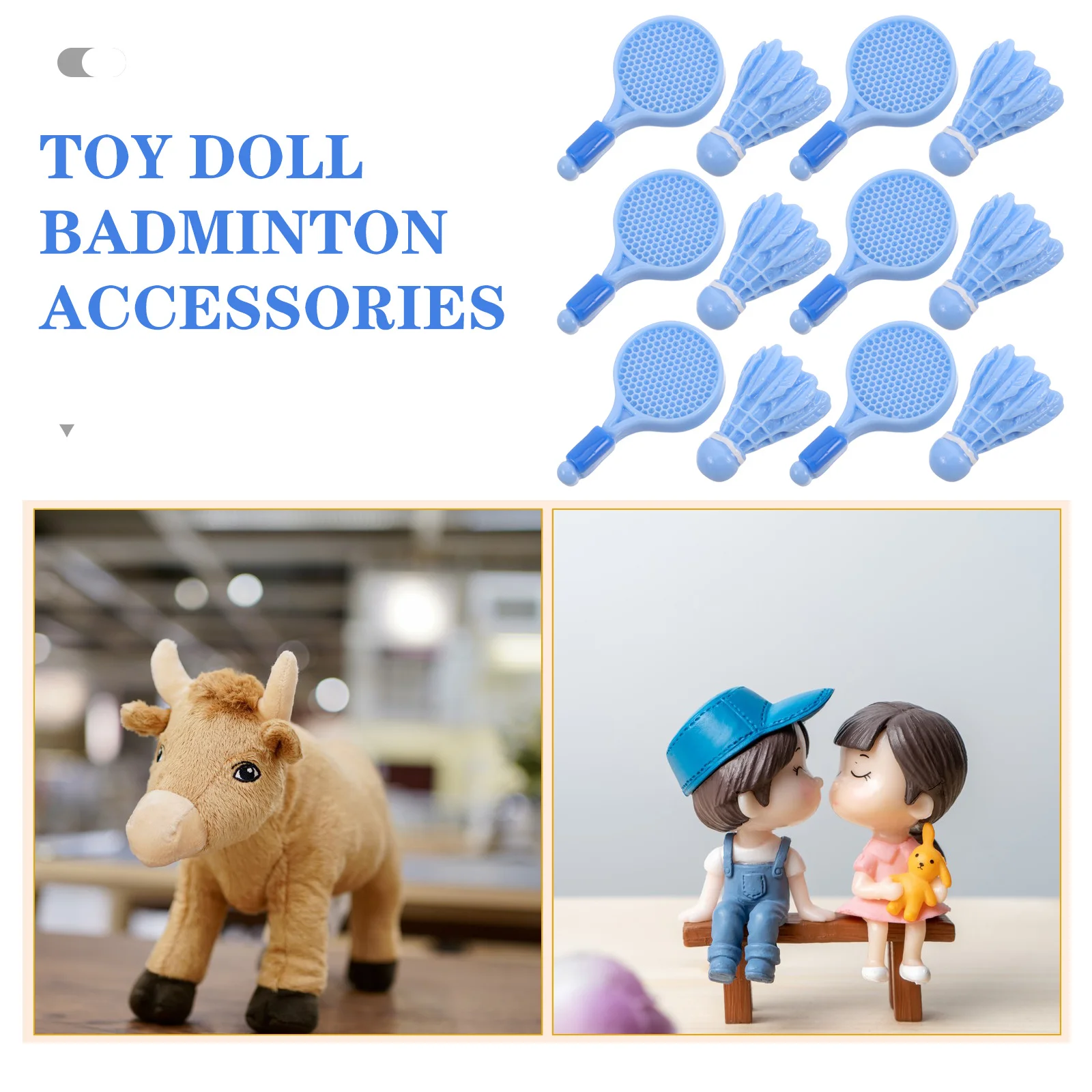 Accessoires de badminton, raquettes miniatures, volants, jeu amusant pour enfants, décoration de bureau et de maison, équipement de sport, 10 ensembles