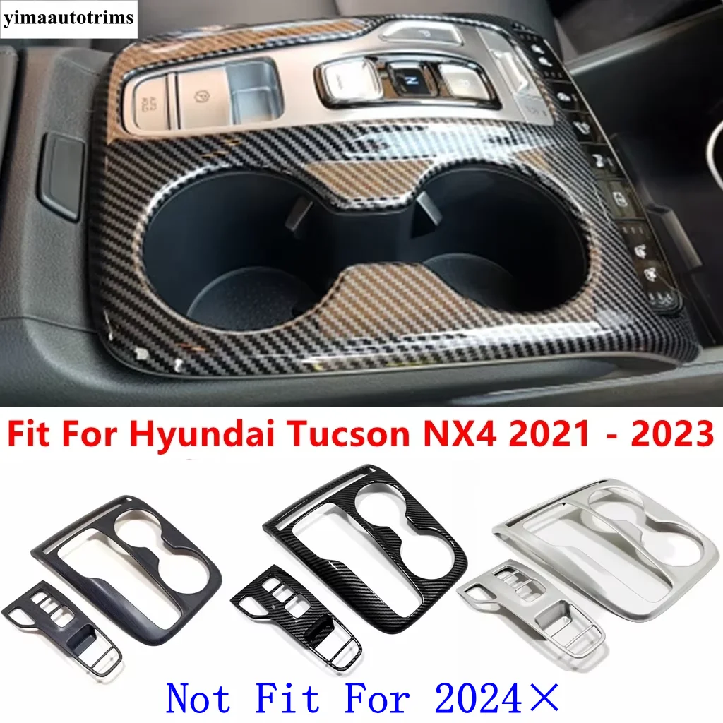 

Central Control Gear Shift Panel Water Cup Frame Decoration Cover Trim For Tucson NX4 2021 - 2023 ABS Carbon Fiber Accessories