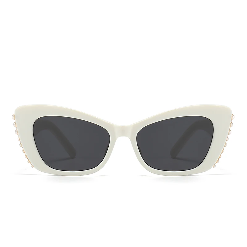 Foreign Trade Cross-Border Popular Sunglasses European and American Street Photography Ins Popular Model Cat Eye Pearl Decorative