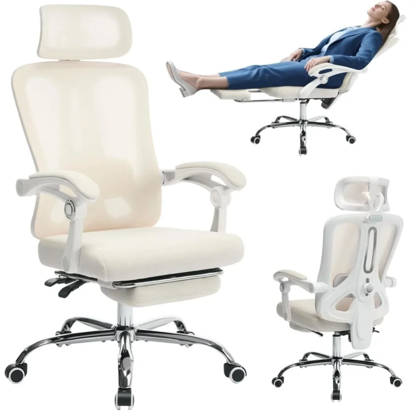 Ergonomischer Bürostuhl mit verstellbarer Höhe: Atmungsaktiver Netz-Schreibtischstuhl mit Rollen, bequemer Gaming-Stuhl, hohe Rückenlehne für lange Arbeitszeiten, stabile drehbare