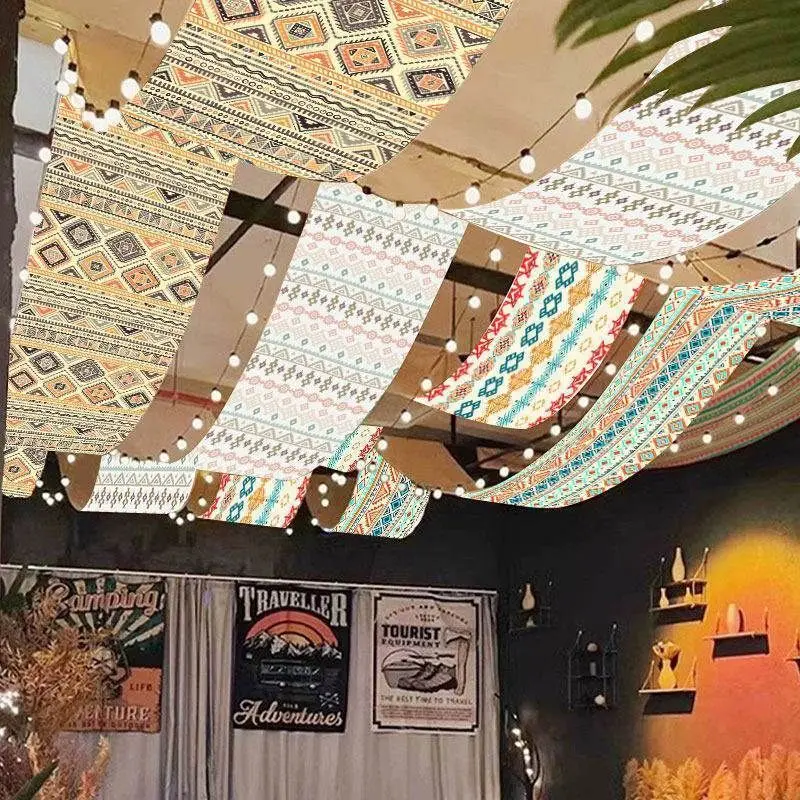 VIKAMA Ceiling Hanging Curtain Ethnic Rock Art Hunting Decorative Banner Restaurant Bar Cafe Wedding Home Decor