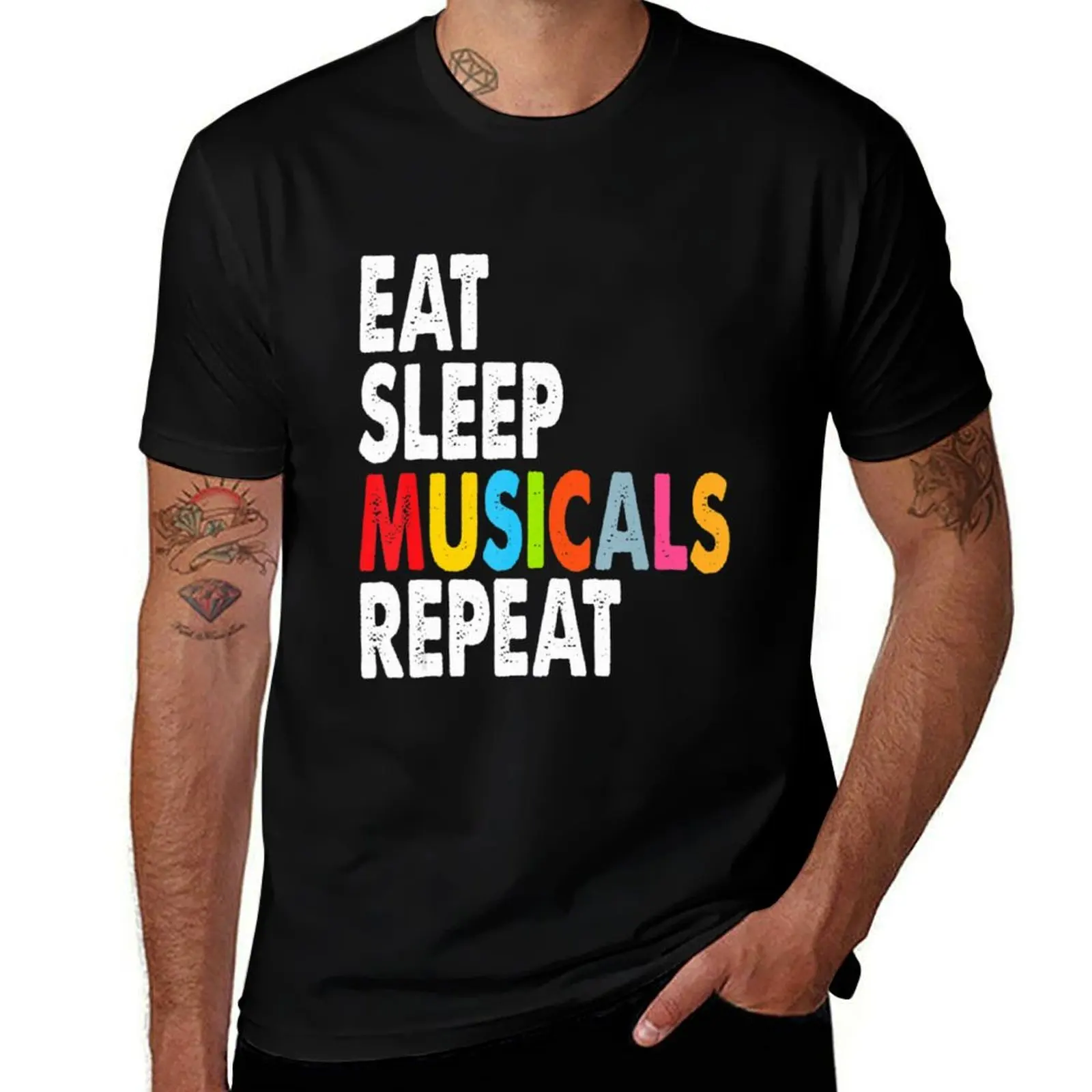 Repeat Theatre Musicals Life Eat Drama Sleep T-Shirt heavyweights blacks mens graphic t-shirts hip hop