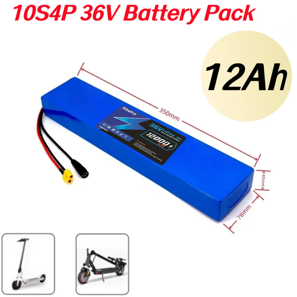 

10S4P 36V 12000mAh Electric Scooter Lithium Battery 18650 battery pack 36V for 350W-500W Electric Scooter Battery with BMS.