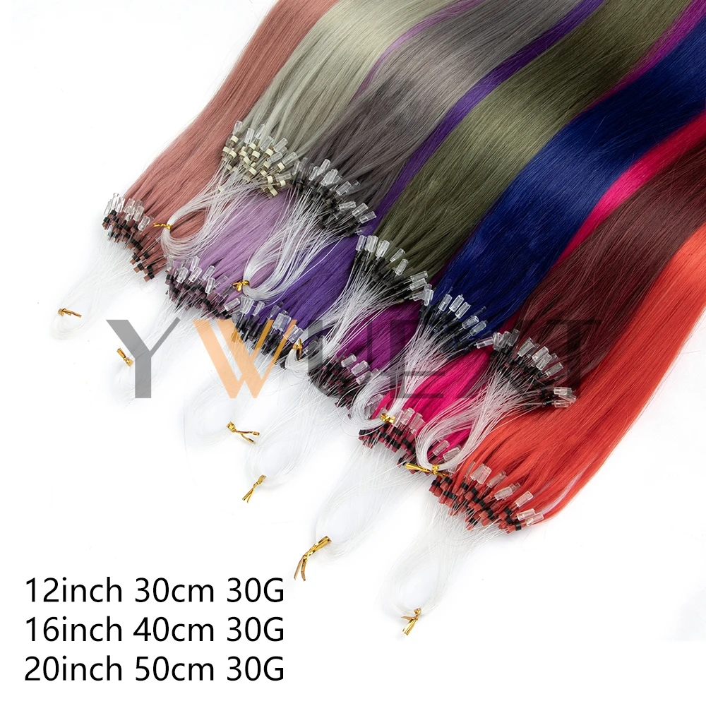 Dark Green Micro Loop Ring Human Hair Extensions 12