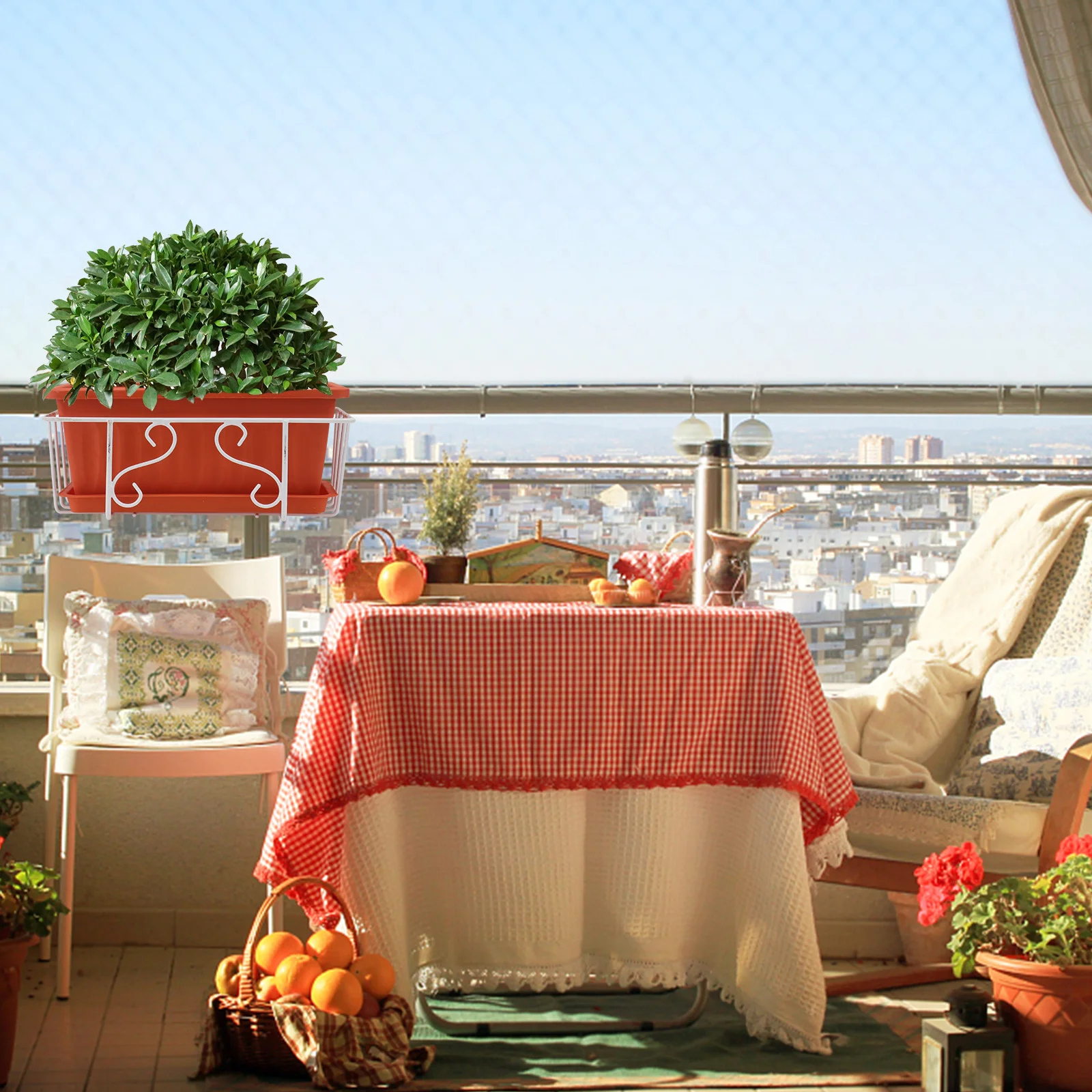 1Set Railing Hanging Plant Pot High-Quality Material Indoor Outdoor Use Smooth Design Clean Gift Planting Flowerpot