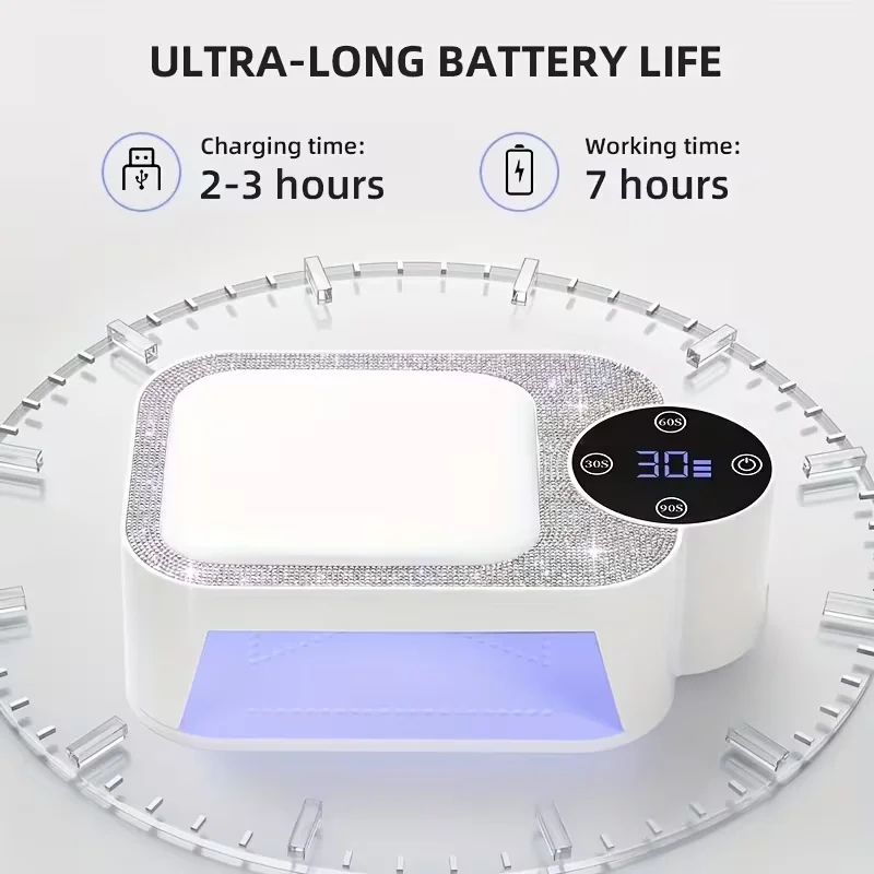 Profesjonalna lampa do paznokci z zasilaniem USB, podpórką pod ramię i wyświetlaczem LCD, ładowalna suszarka do paznokci