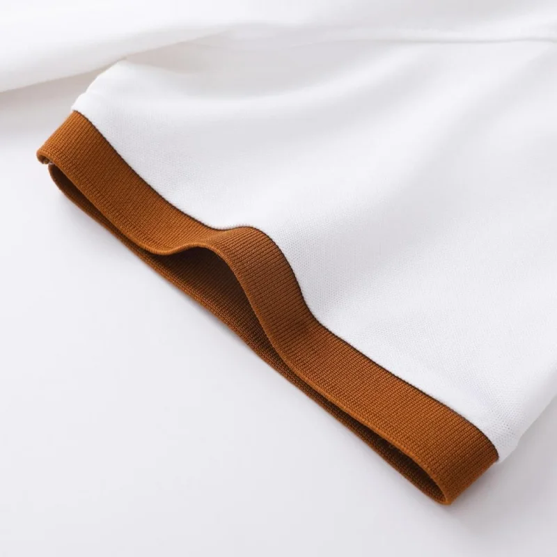 Men Clothing 100% Polyester Solid Color Short‑Sleeve Polo Shirt Striped Trim Collar Summer Casual Business Women Golf Work Tops