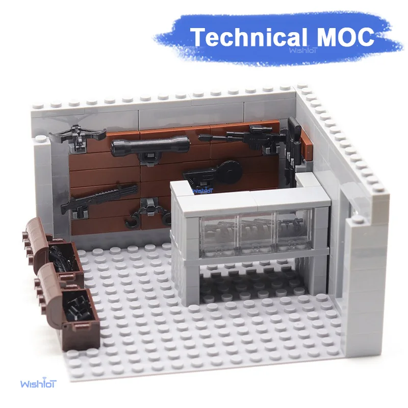 169Pcs Military Base Armorystation Swat Police Equipment Building Blocks Set Tactical Gear Storage Box Bricks Toys For Kids