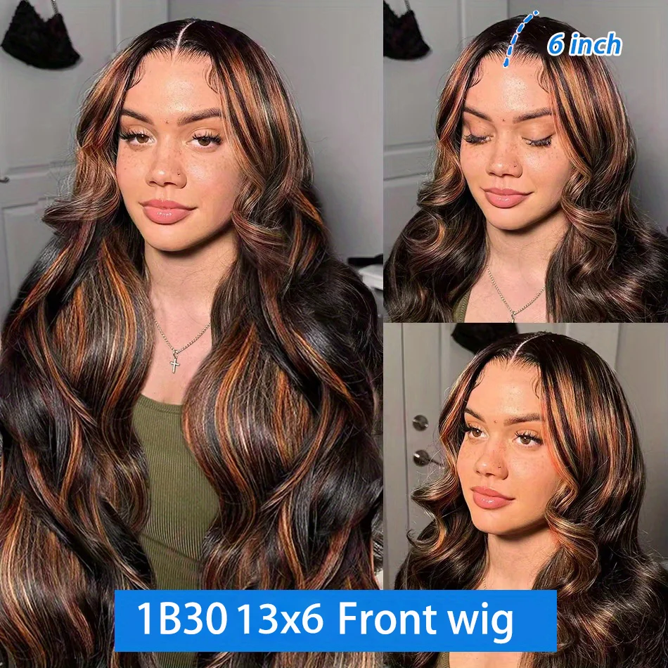 1b30 Black Brown Lace Front 13x4 Body Wave Wigs P427 Highlight Ombre