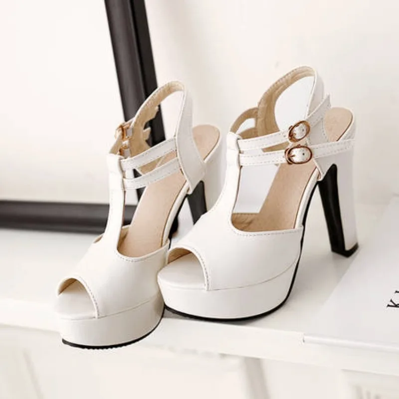 

2025 пикантные сандалии-гладиаторы на платформе и высоком каблуке, женские летние женские туфли на толстом каблуке с открытым носком, Sandalias De Mujer