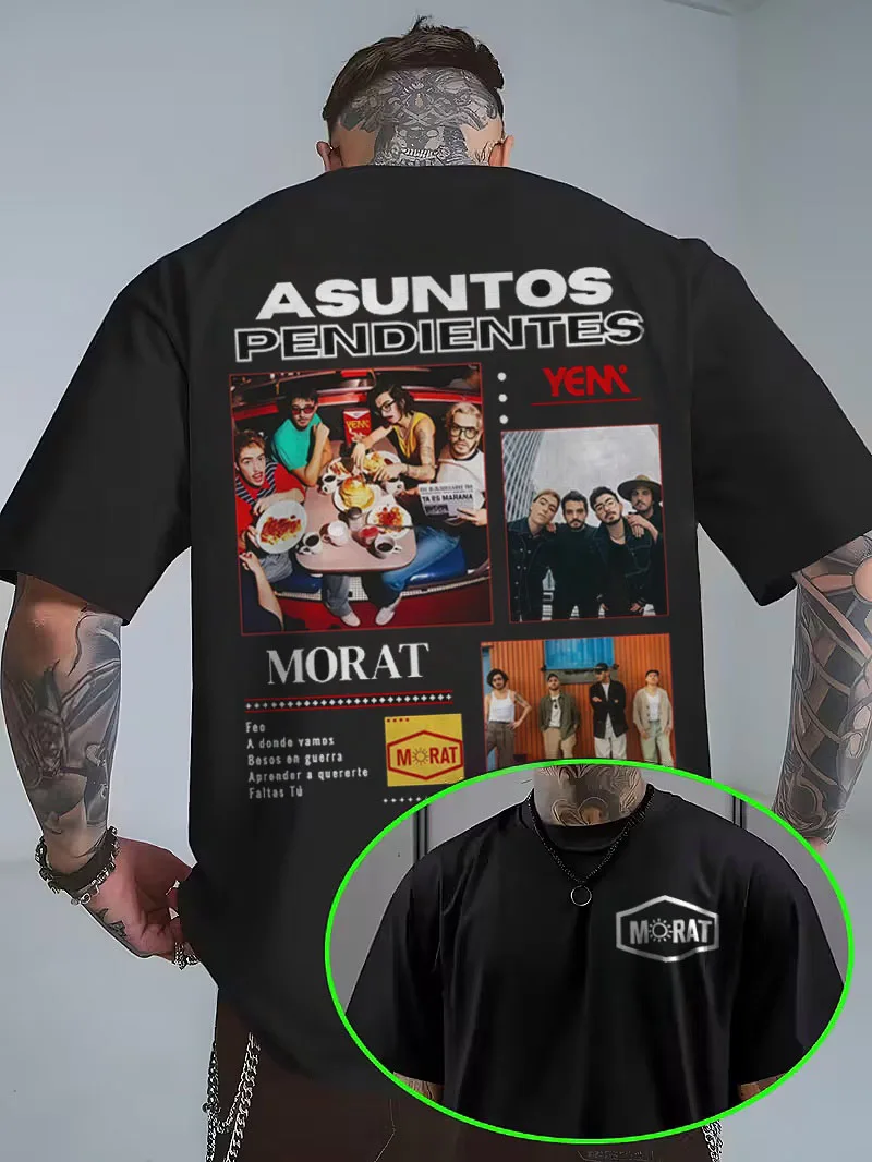 

Morat Band Asuntos Pendientes 2025 Tour T-shirt Summer Harajuku Hip Hop Punk Rock Cotton Casual T-shirt for Men Women
