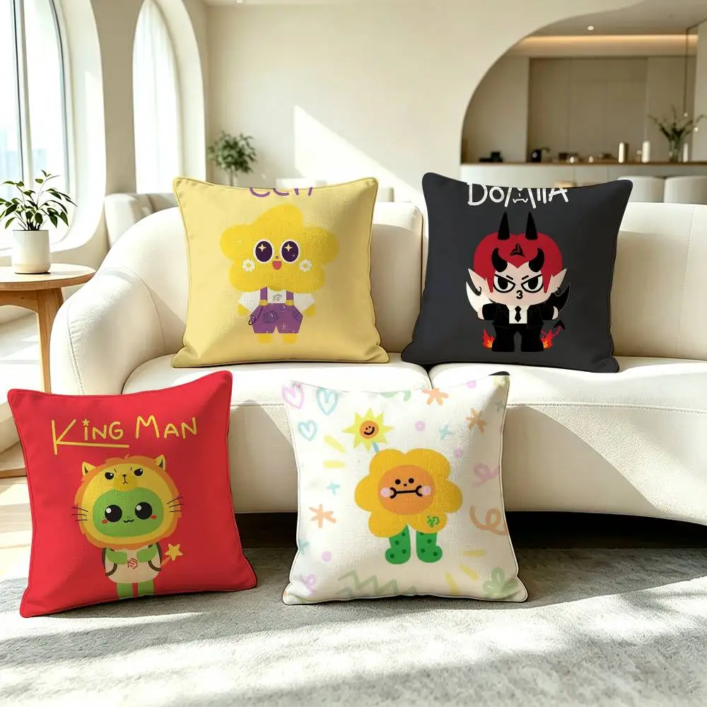 G-GMMTV Chibi Thai Actor Pillow Case Square Double-Sided Sofa Cushion Cover Bedroom Bedside Pillow