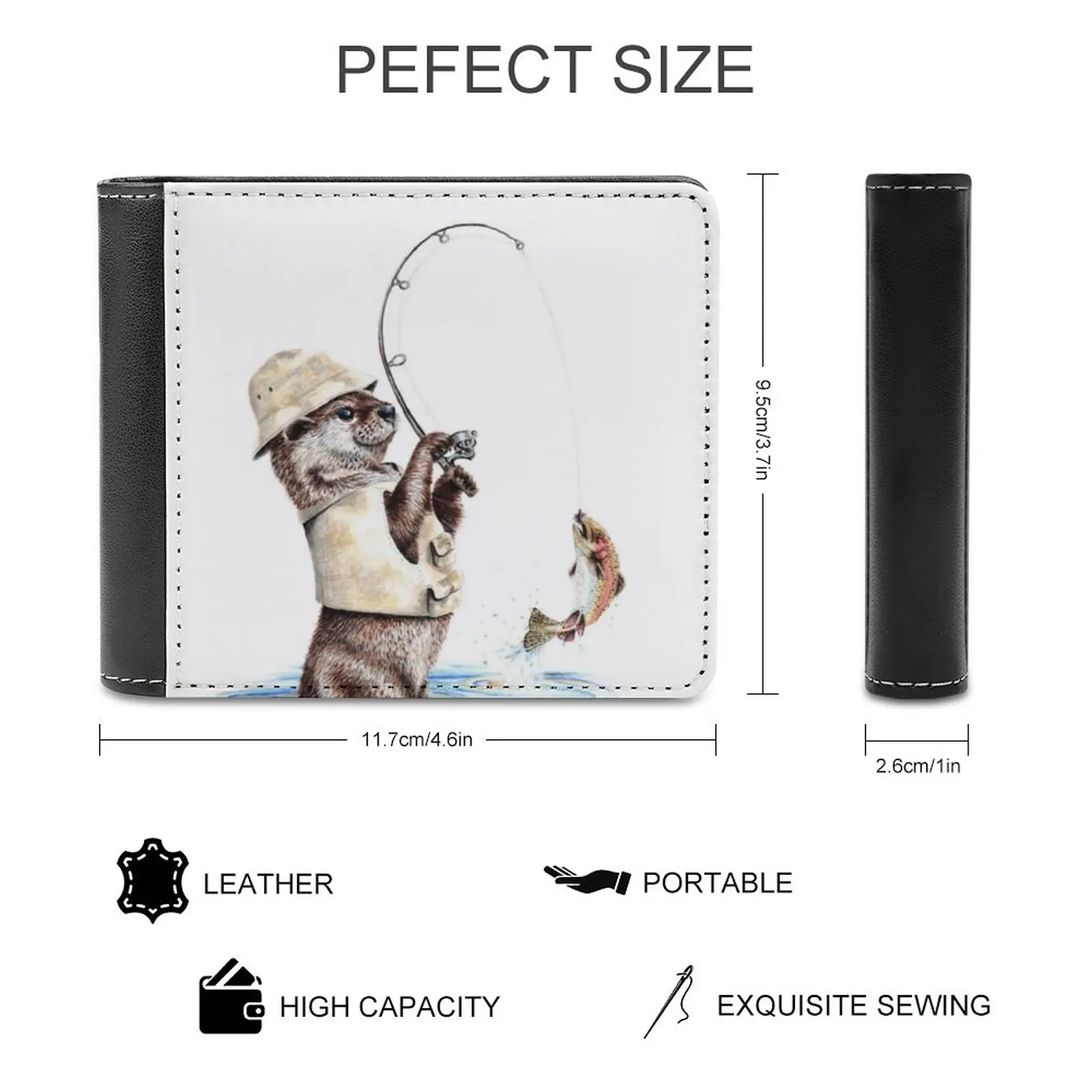 Nature'S Fisherman-Otter Trout Fishing Men's Wallet Purses Wallets New Design Dollar Price Top Men Leather Wallet Otter Fish