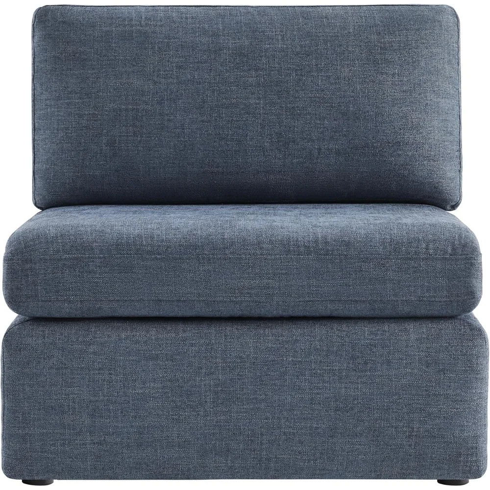 Modern Upholstered Middle Module for Modular Sectional,Sectional Sofa Couch Accent Armless Chair, Blue