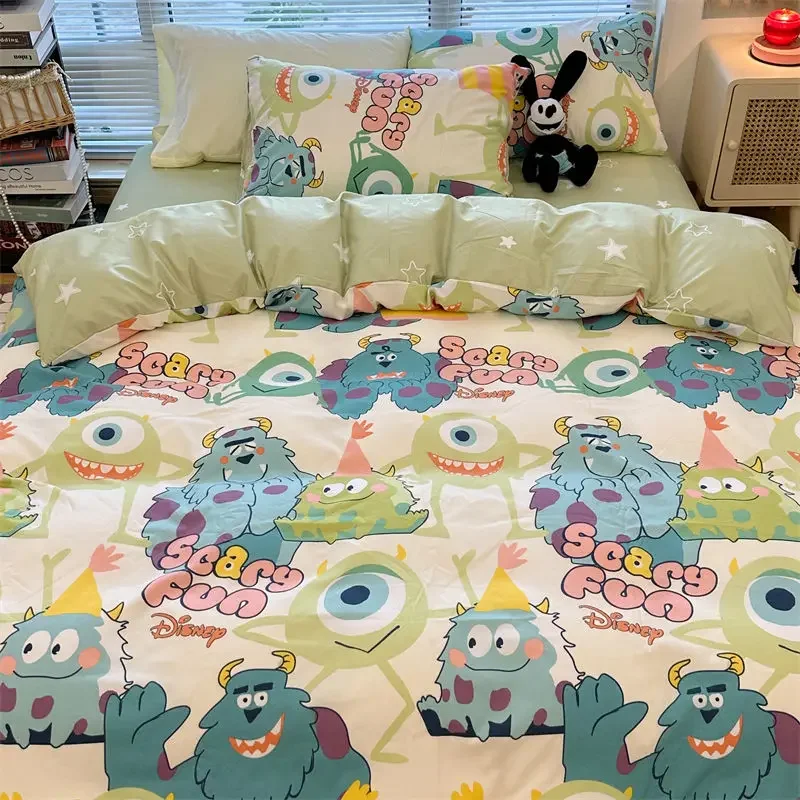 Imagem -06 - Disney-childrens Cartoon Bedding Grupo Mickey Lotso Monstro Ponto Colcha Folha Capa Dormitório Estudante Cama Pcs Pcs