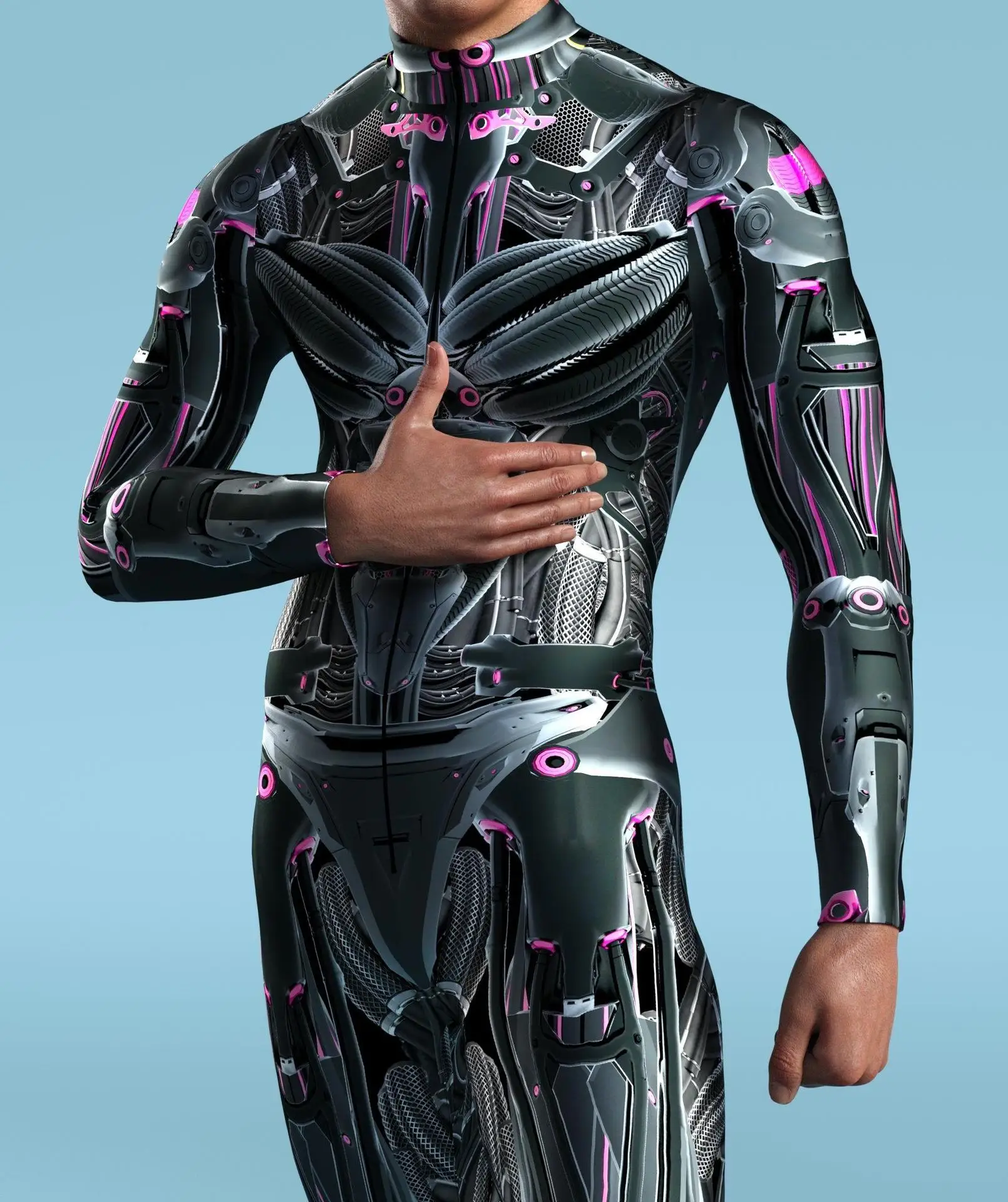 Mechanischer Print-Catsuit für Erwachsene Männer, Reißverschluss-Bodysuit, Zentai-Jumpsuit, Spiel-Party-Kostüm, Damen-Halloween-Cosplay-Outfit 2026 – Detail 24