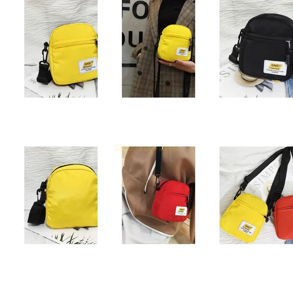 

X90D Nylon Shoulder Bags Small Zipper Crossbody Purse Satchel Bags Casual Solid Color Bag with Adjustable Strap