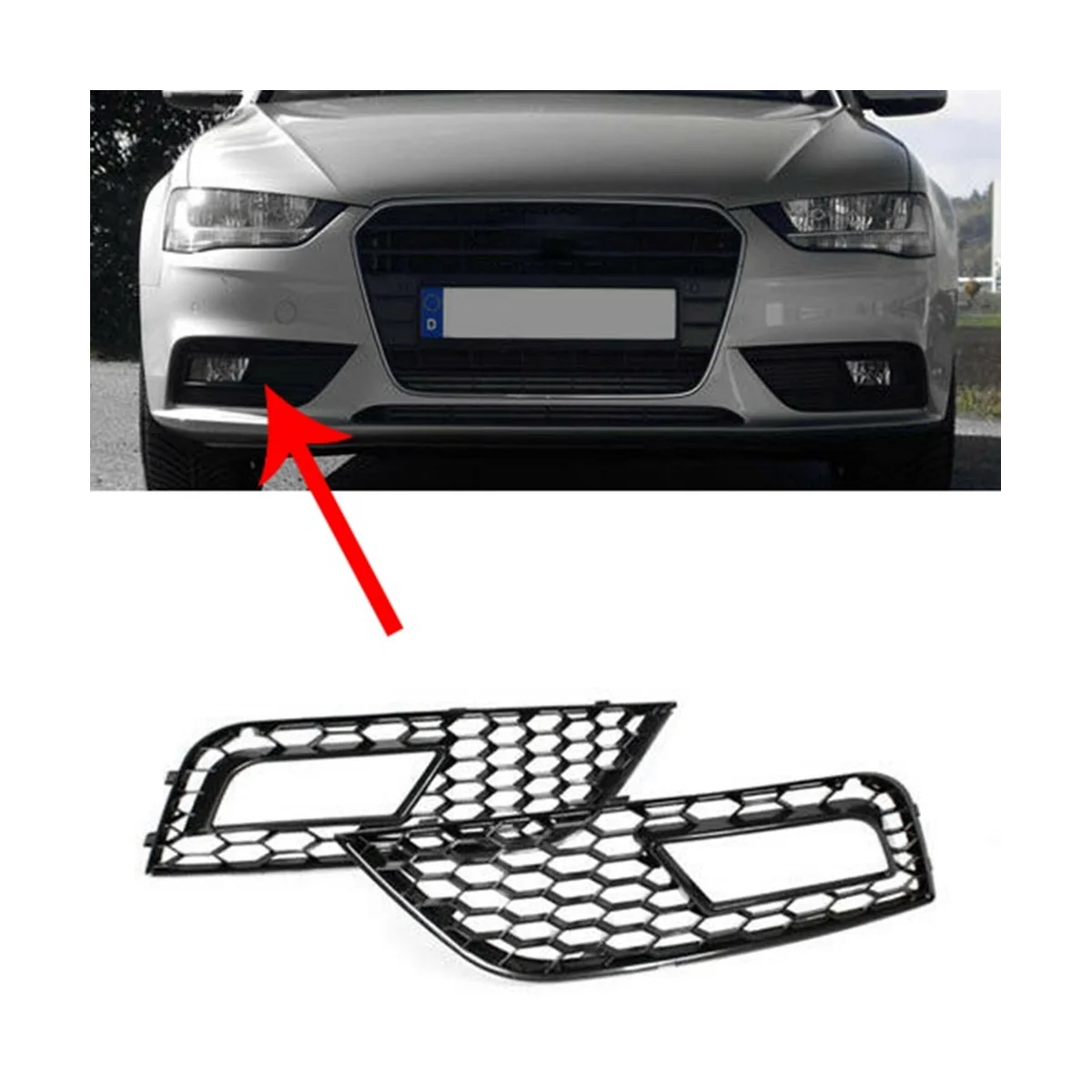 Honeycomb Mesh Fog Light Frame Air Intake Grille Fog Light Grille Automobile for A4 B8.5