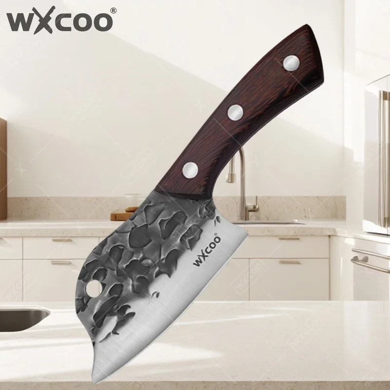 Cuchillo de Cocina Forjado WXCOO, Cuchillo de Carnicero, Cuchillo de Corte de Acero Inoxidable Hecho a Mano, Cuchillo para Frutas y Carne, Cuchillo para Deshuesar