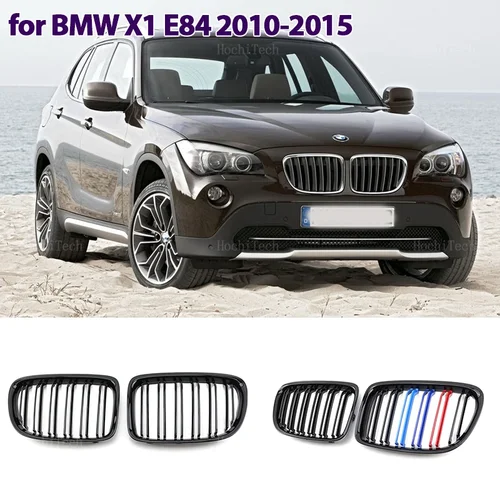 Rejilla de parachoques delantero negro brillante para coche, parrillas deportivas para BMW X1 E84 2010-2015, parrillas de doble listón, parrillas Kindey