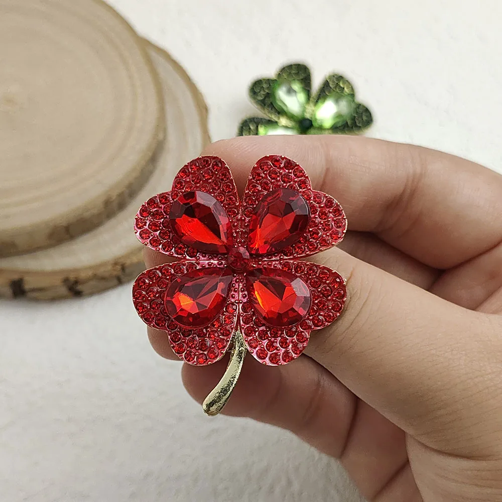 بروش أزياء البرسيم حجر الراين، شارة حقيبة ممتعة، دبوس طية صدر السترة للرجال والنساء معاطف وبدلات، هدية مثالية للأصدقاء #5