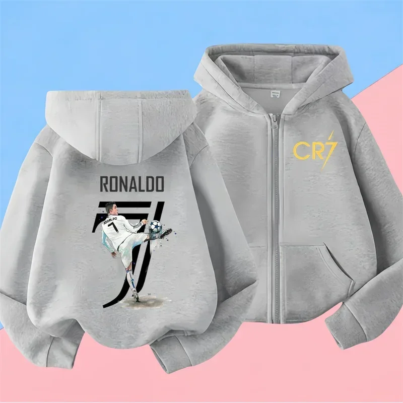 7 Ronaldo Sweatshirts for Baby CR7 Children Top Football Star Back to School Zipper Hoodie Children's Boy's Clothing Messi Boys.