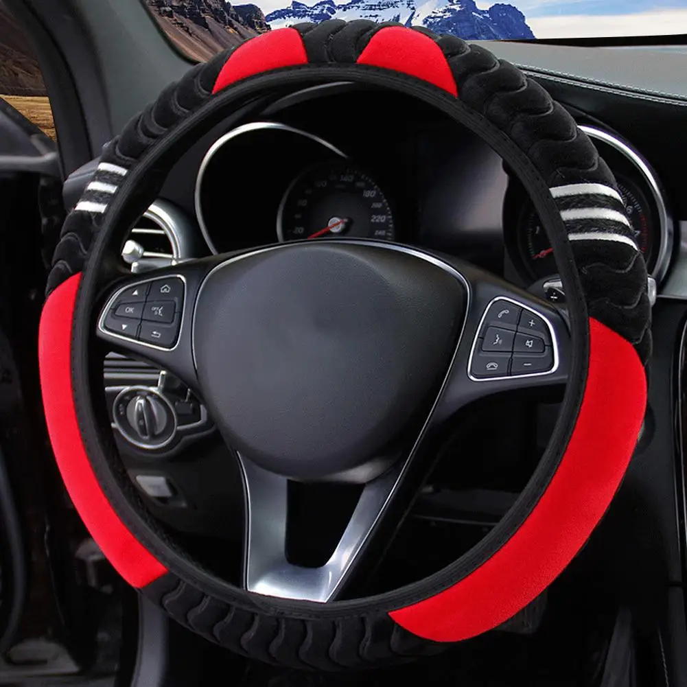 Plush Car Steering Wheel Cover Little 38cm Elastic Warm Anti-slip Wheel Cover Car Styling Car Accessories for Women