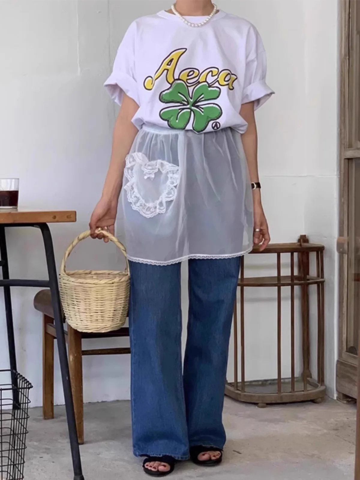 

Эксклюзивный фартук в форме сердца с кружевным узлом и поясом Me f-длина или юбка с высокой талией для поездок на работу Sle Весенний сезон Другое Ма...