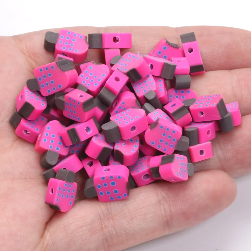 20/50/100pc 7x12mm Rose Red Ice Cream Polymer Clay Beads for Jewelry Making Bracelet Necklace Charms Handicrafts DIY Accessories