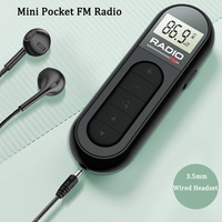 FM Radio Mini Pocket Clip Radio Backlight LCD Display Rechargeable Personal Walkman Radio for Meeting Sports Tour Guide Camping