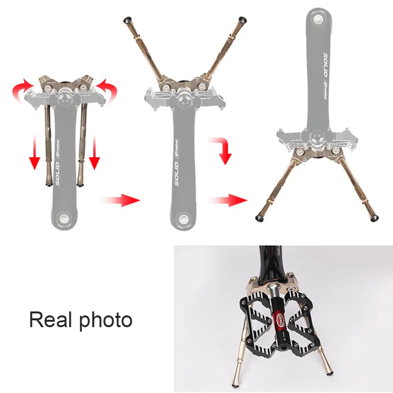 Adjustable Bicycle Crank Kickstand Road Mountain Bike Parking Rack Pedal Support Mini MTB Stand Foot Brace Cycling Parts