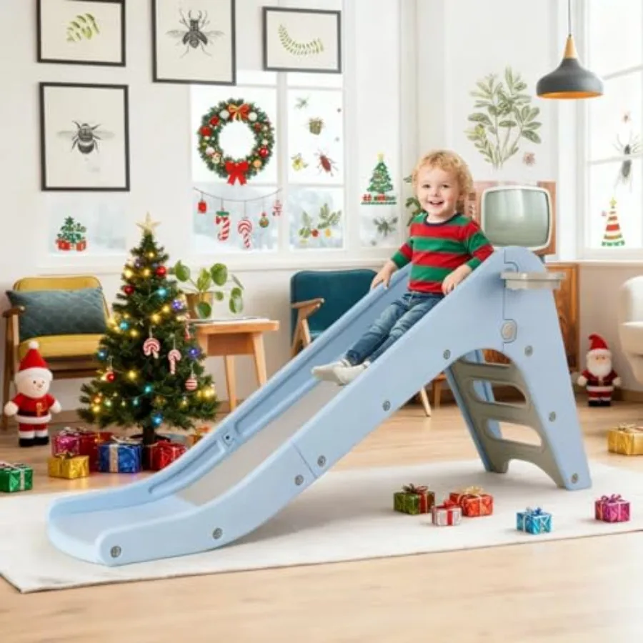 

Детская горка-трансформер 3-в-1: удлиненная горка, игровой комплекс с баскетбольным кольцом и мячом, нескользящие ступеньки, отдельно стоящая, для дома и улицы