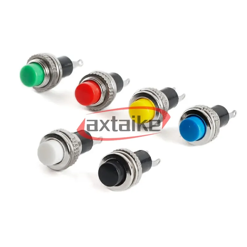 5PCS DS-314/DS-316 Panel Mount 10mm Momentary OFF-(ON) Push Button Switch - Circular Horn, Power Start with Top Screw Thread