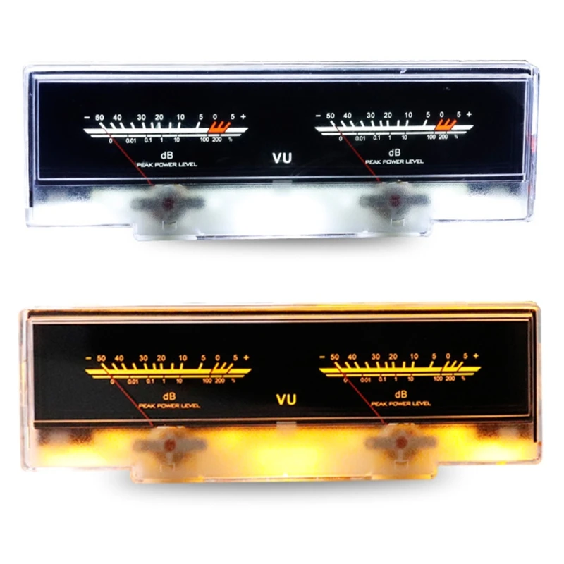 

1pc Double pointer VU Meter Stereo Audio Amplifier Board DB Sound Level Indicator Adjustable Backlight White Yellow Light