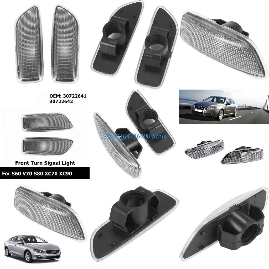 

y1gd 2Pcs Car Front Left Right Marker Light Turn Lamp 30722641 30722642 for V70 XC70