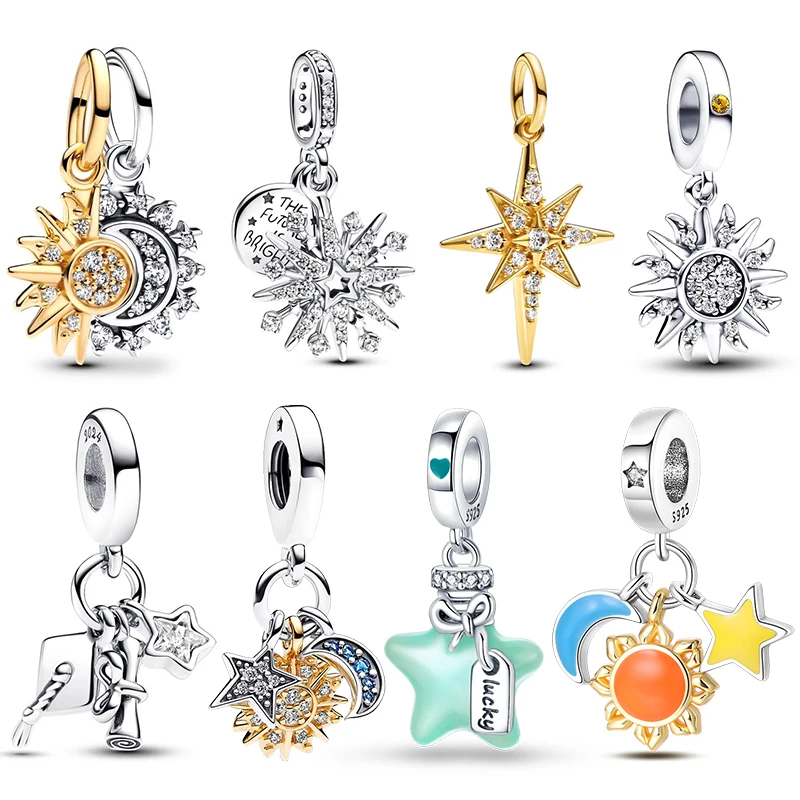 New in Sun and Moon Shape Pendants Charm Beads Fits Bracelet Bangle Necklace Women Dangle Luxury DIY Jewelry Party Festival Gift